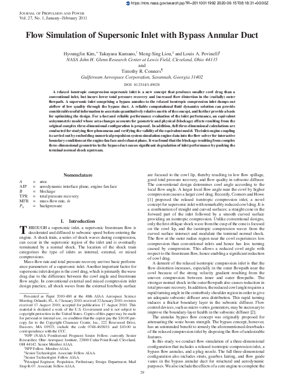 (PDF) Flow Simulation of Supersonic Inlet with Bypass Annular Duct