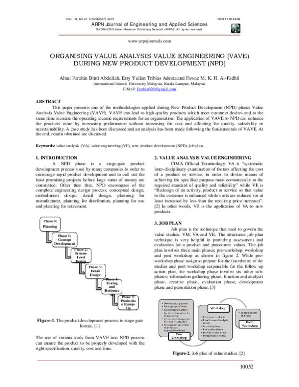 (PDF) Organising Value Analysis Value Engineering (VAVE) during New ...