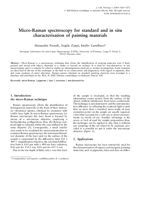 (PDF) Micro-Raman spectroscopy for standard and in situ ...