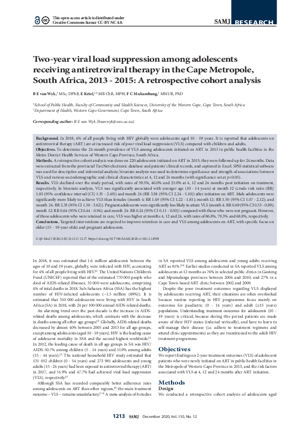 (PDF) Two-year viral load suppression among adolescents receiving ...
