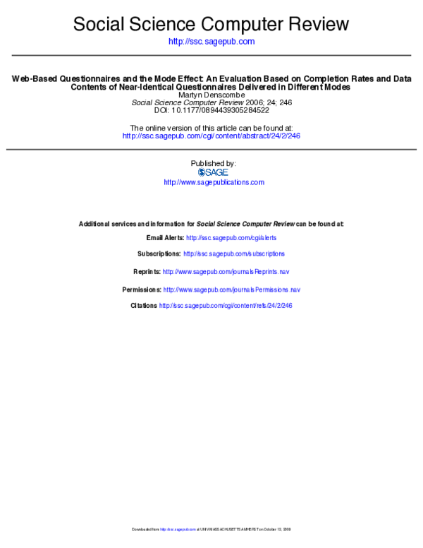 (PDF) Web-Based Questionnaires and the Mode Effect