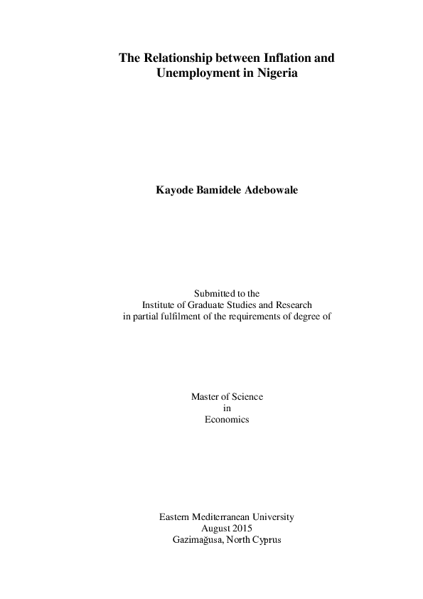 (PDF) The Relationship between Inflation and Unemployment in Nigeria