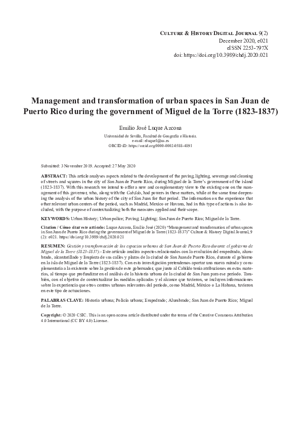 (PDF) Management and transformation of urban spaces in San Juan de ...