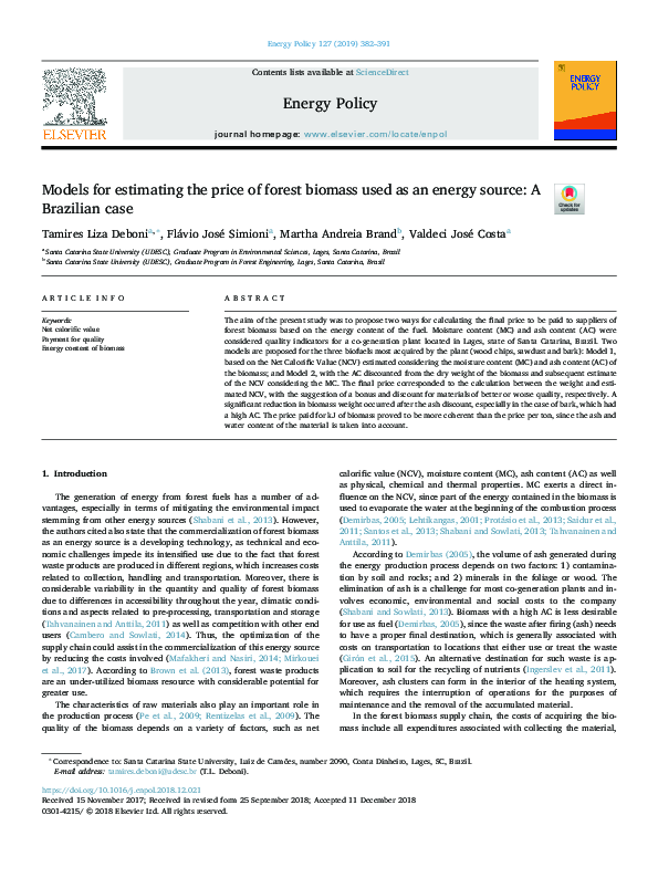(PDF) Models for estimating the price of forest biomass used as an ...