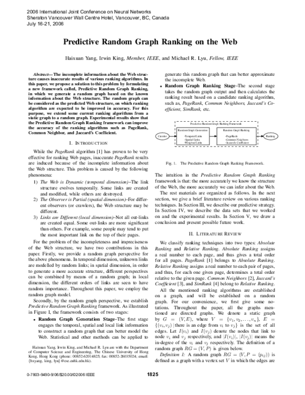 (PDF) Predictive Random Graph Ranking on the Web