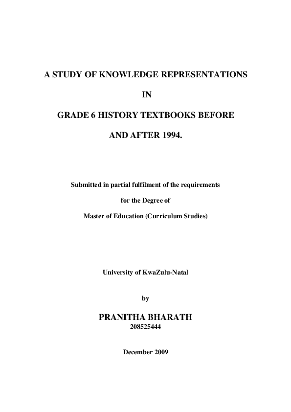 (PDF) A study of knowledge representations in grade 6 history textbooks
