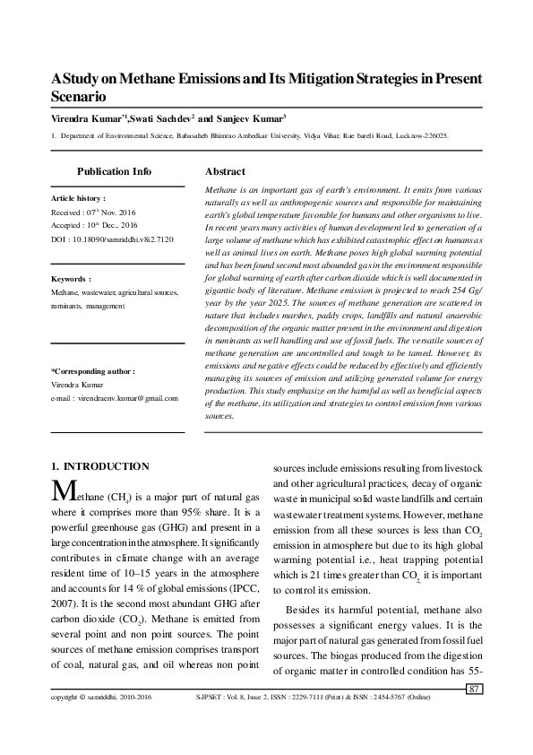 (PDF) A Study on Methane Emissions and Its Mitigation Strategies in ...