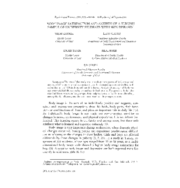 (PDF) Body Image Satisfaction and Anxiety of a Turkish Sample of ...