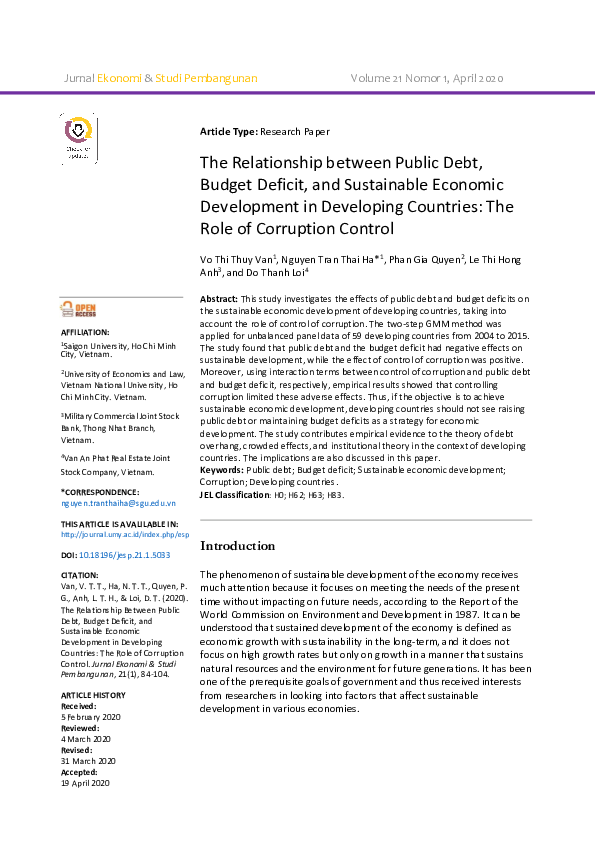 (PDF) The Relationship Between Public Debt, Budget Deficit, and ...