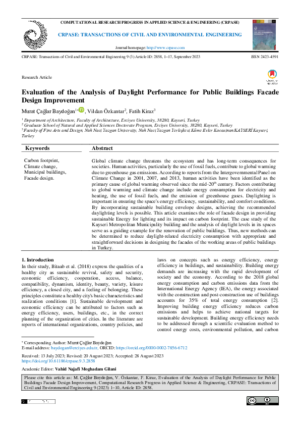 (PDF) Evaluation of the Analysis of Daylight Performance for Public ...