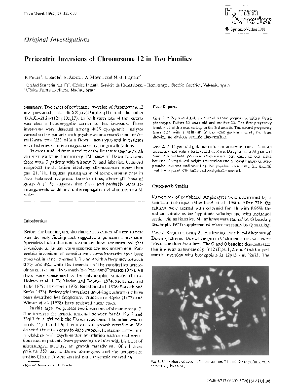 (PDF) Pericentric inversions of chromosome 12 in two families
