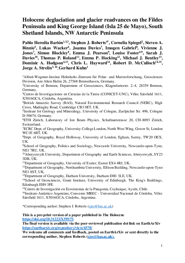 (PDF) Holocene deglaciation and glacier readvances on the Fildes ...