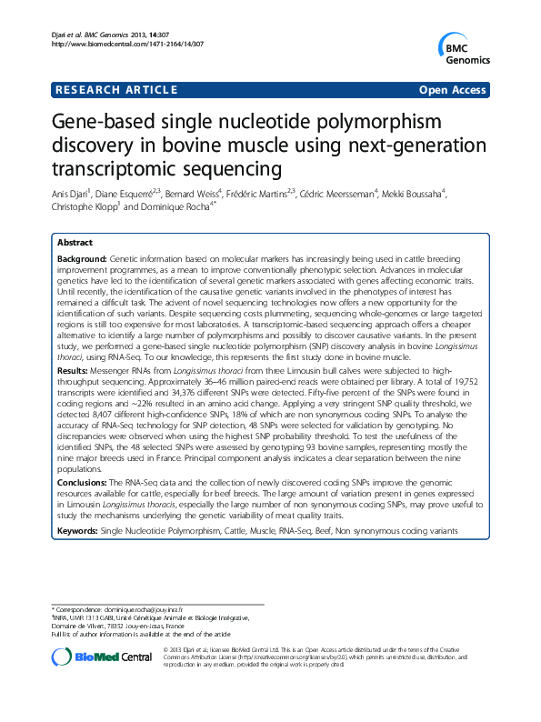 (PDF) Gene-based single nucleotide polymorphism discovery in bovine ...