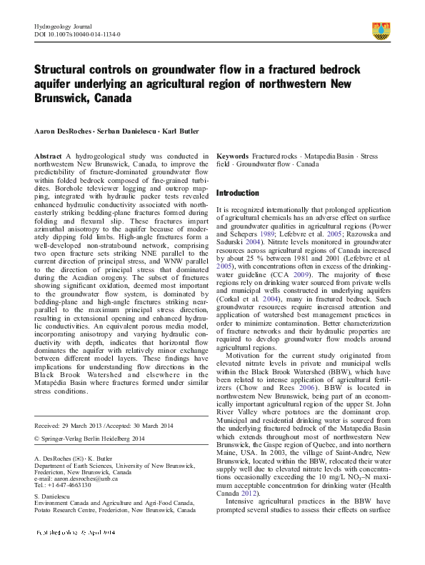 (PDF) Structural controls on groundwater flow in a fractured bedrock ...