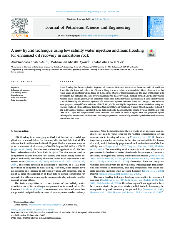 (PDF) A new hybrid technique using low salinity water injection and ...