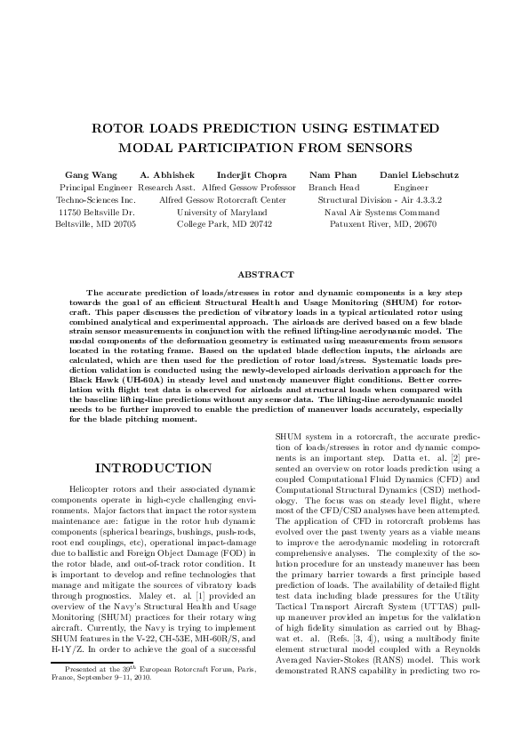 (PDF) Rotor loads prediction using estimated modal participation from ...