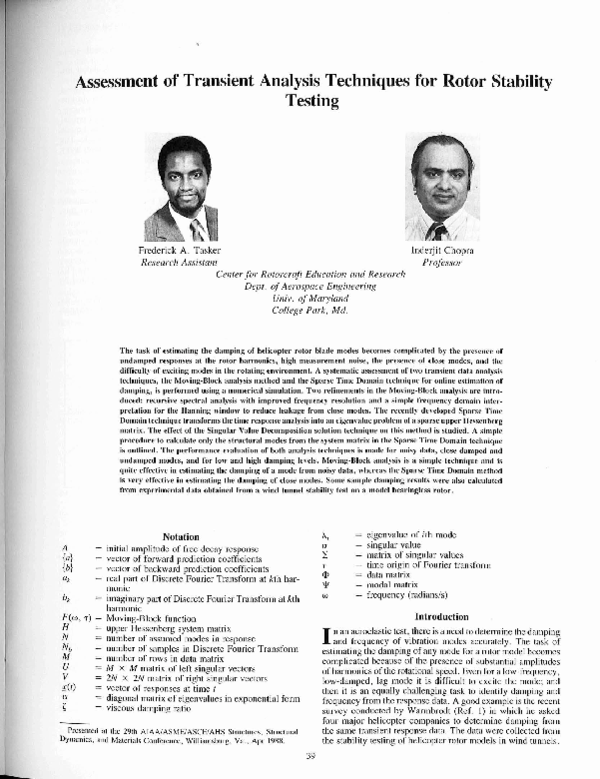 (PDF) Assessment of Transient Analysis Techniques for Rotor Stability ...