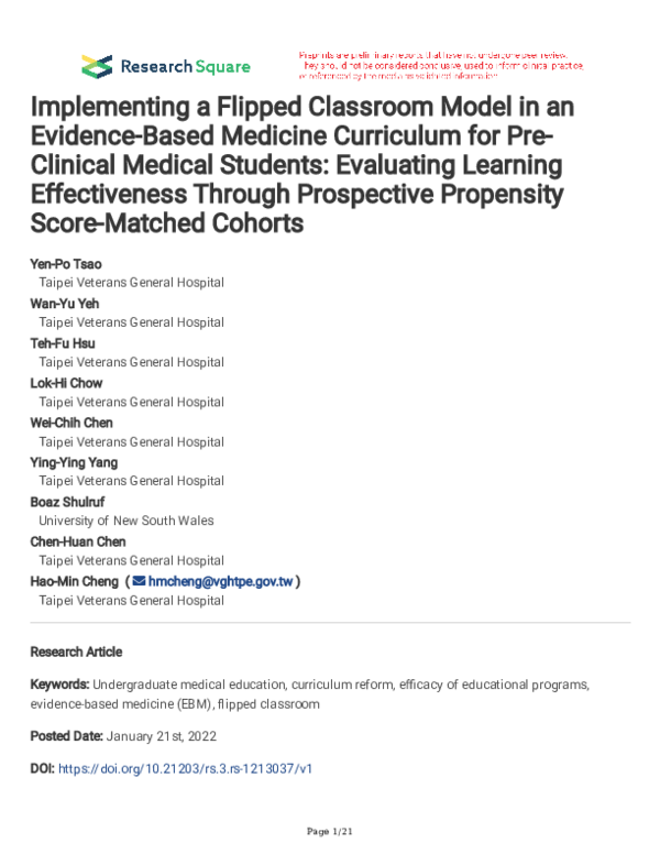 (PDF) Implementing a Flipped Classroom Model in an Evidence-Based ...