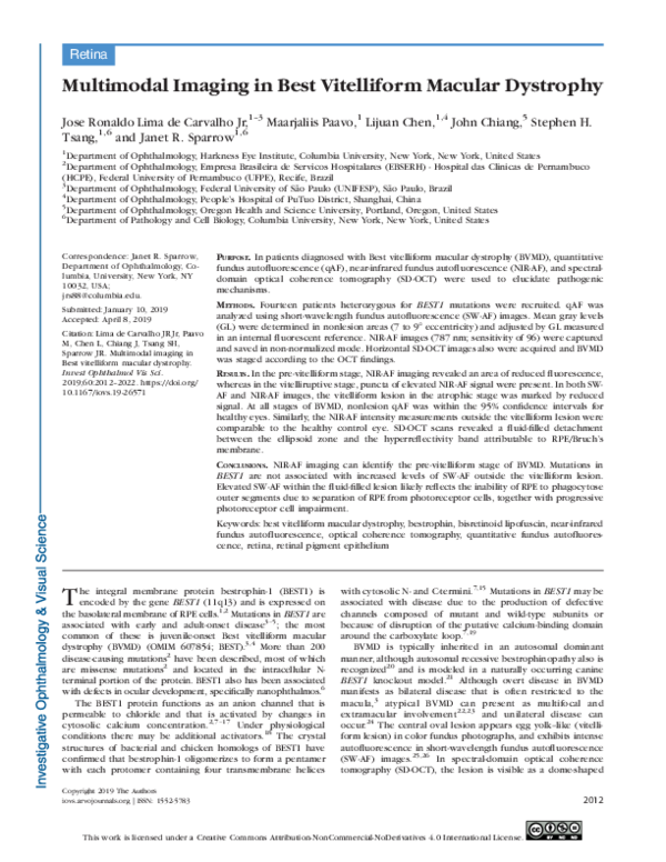 (PDF) Multimodal Imaging in Best Vitelliform Macular Dystrophy