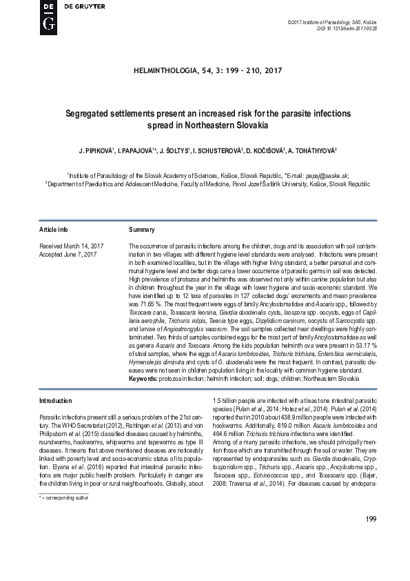 (PDF) Segregated settlements present an increased risk for the parasite ...