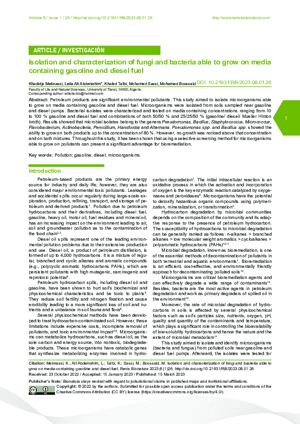 (PDF) Isolation and characterization of fungi and bacteria able to grow ...