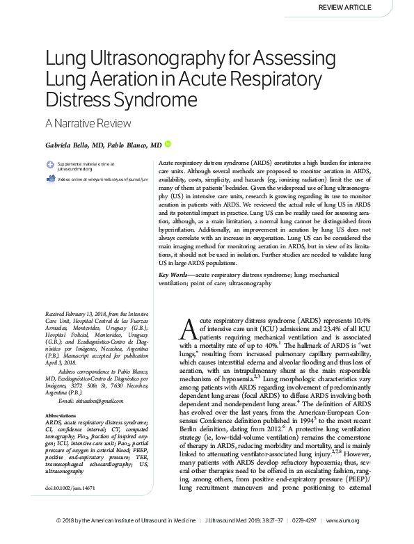 (PDF) Lung Ultrasonography for Assessing Lung Aeration in Acute ...