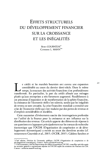 (PDF) Effets structurels du développement financier sur la croissance ...