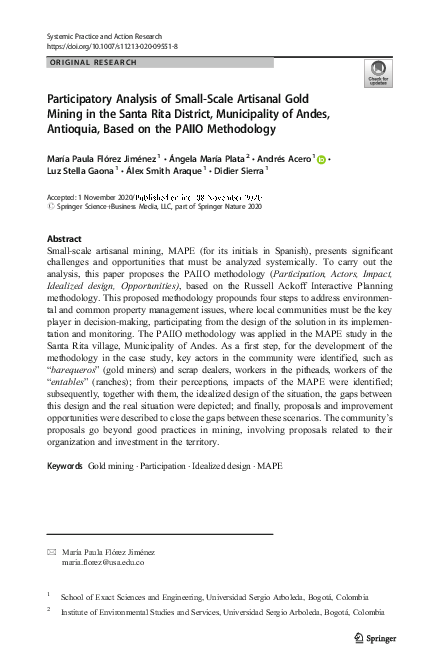 (PDF) Participatory Analysis of Small-Scale Artisanal Gold Mining in ...
