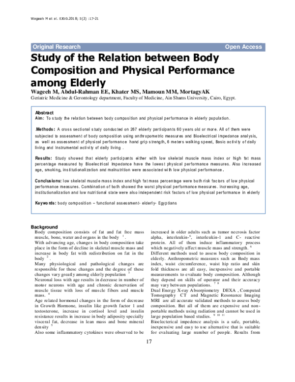 (PDF) Study of the Relation between Body Composition and Physical ...