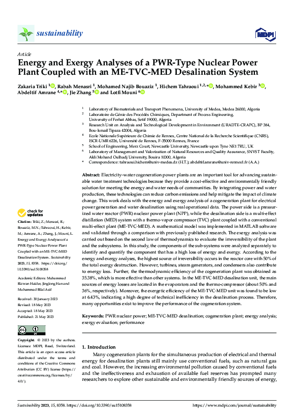 (PDF) Energy and Exergy Analyses of a PWR-Type Nuclear Power Plant ...