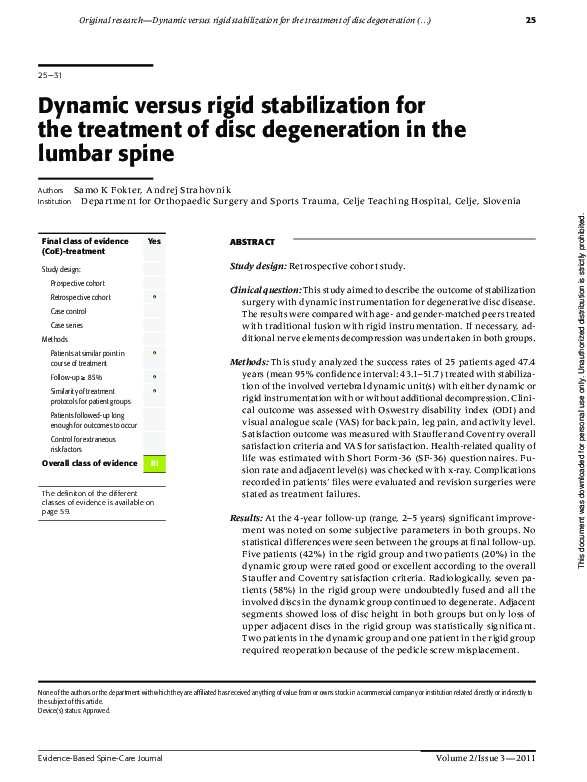 (PDF) Dynamic versus rigid stabilization for the treatment of disc ...