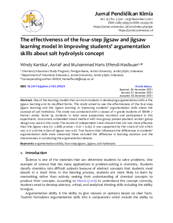 (PDF) The effectiveness of the four-step jigsaw and jigsaw learning ...