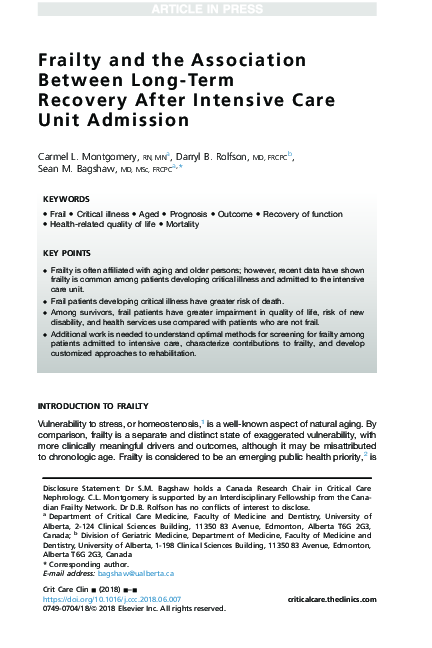 (PDF) Frailty and the Association Between Long-Term Recovery After ...