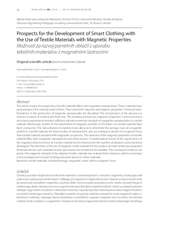 (PDF) Prospects for the Development of Smart Clothing with the Use of ...