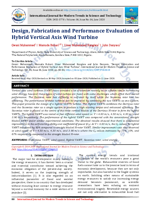 (PDF) Design, Fabrication and Performance Evaluation of Hybrid Vertical ...