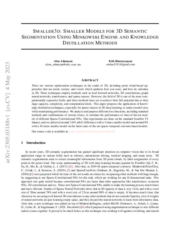 (PDF) Smaller3d: Smaller Models for 3D Semantic Segmentation Using ...