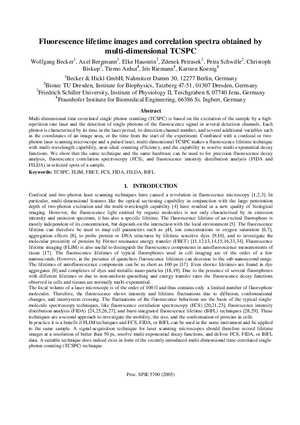 (PDF) Fluorescence lifetime images and correlation spectra obtained by ...