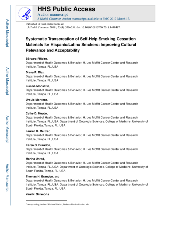 (PDF) Systematic Transcreation of SelfHelp Smoking Cessation Materials
