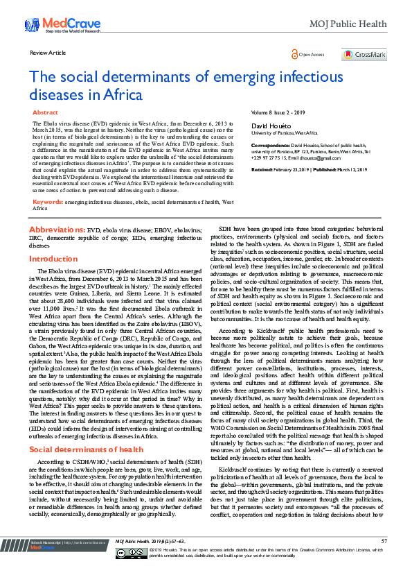 (PDF) The social determinants of emerging infectious diseases in Africa
