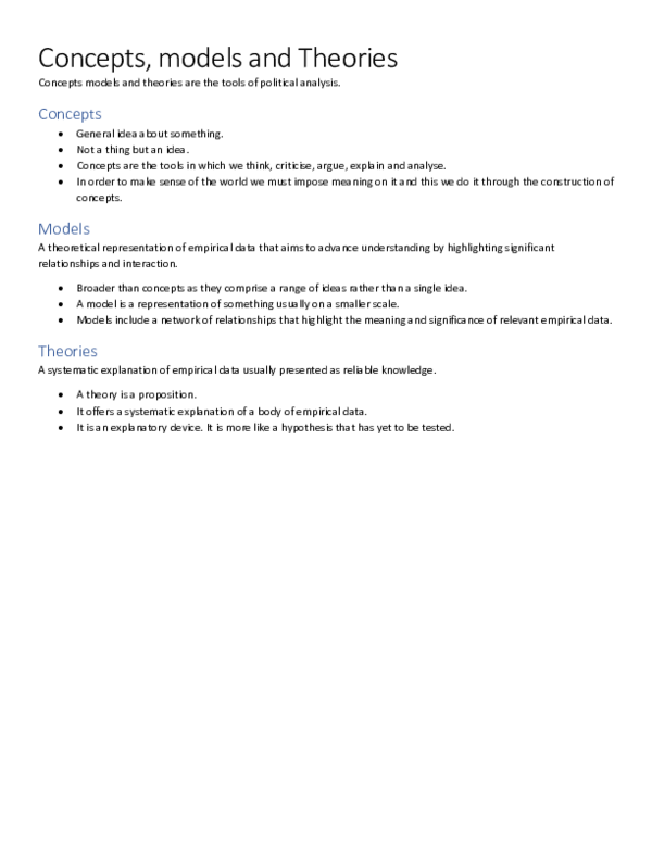 (PDF) Concepts, models and Theories