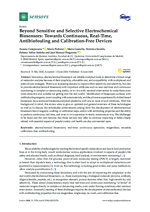 (PDF) Beyond Sensitive and Selective Electrochemical Biosensors ...