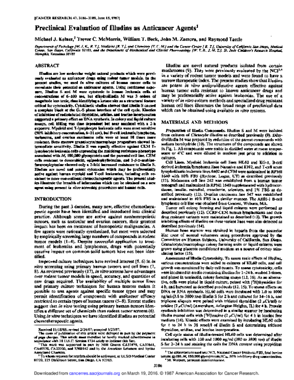 (PDF) Preclinical evaluation of illudins as anticancer agents