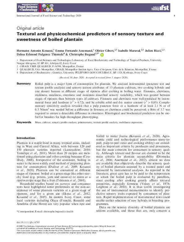 (PDF) Textural and physicochemical predictors of sensory texture and ...