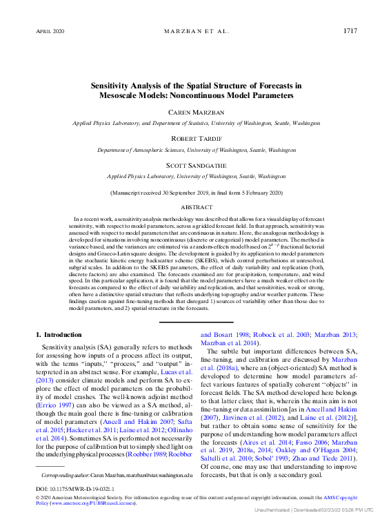 (PDF) Sensitivity Analysis of the Spatial Structure of Forecasts in ...