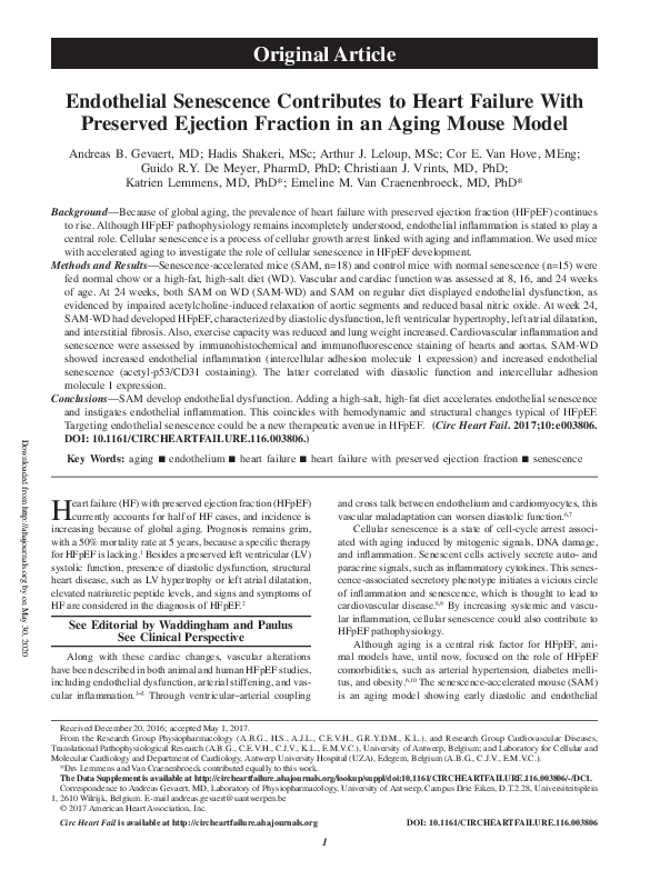 (PDF) Endothelial Senescence Contributes to Heart Failure With ...
