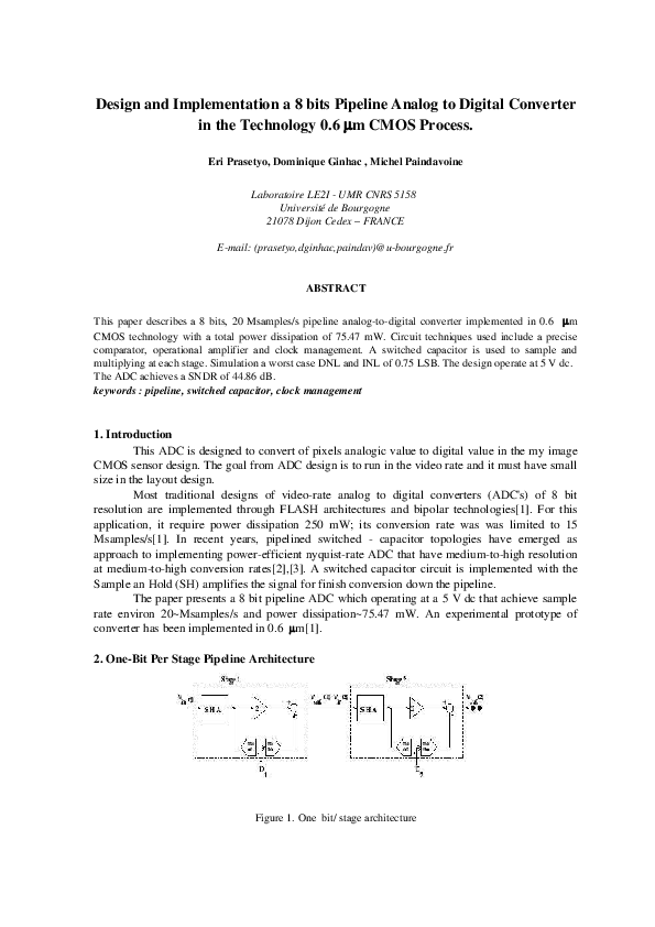(PDF) Design and Implementation a 8 bits Pipeline Analog to Digital ...