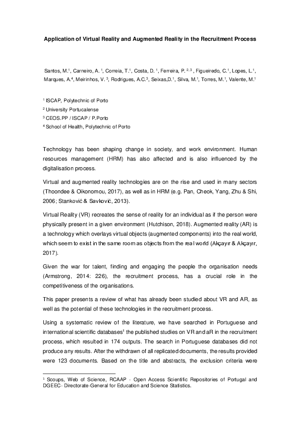 (PDF) Application of Virtual Reality and Augmented Reality in the ...