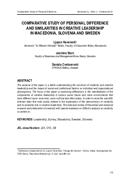 (PDF) Comparative Study of Personal Difference and Similarities in ...