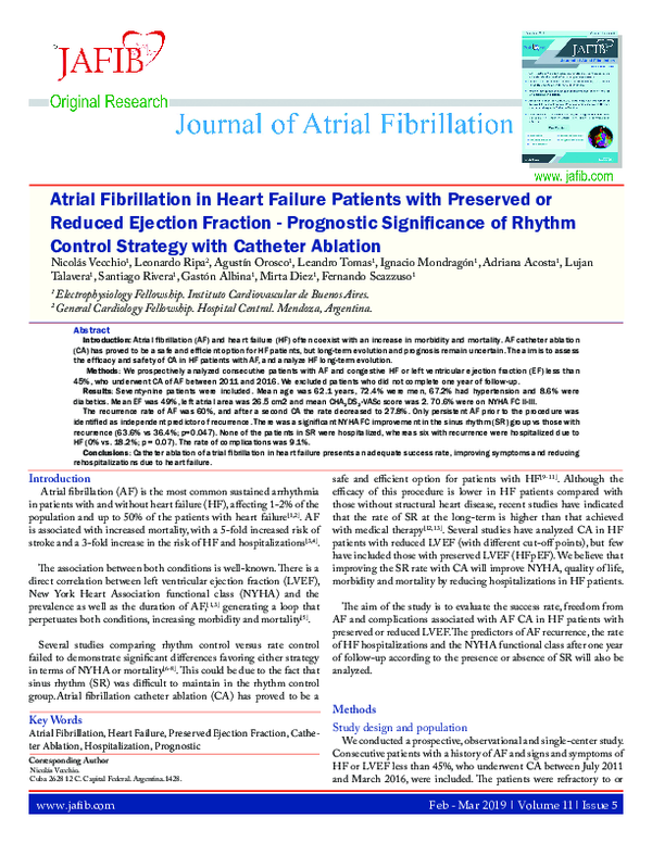 (PDF) Atrial Fibrillation in Heart Failure Patients with Preserved or ...