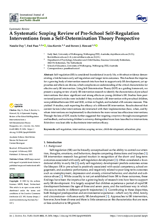 (PDF) A Systematic Scoping Review of Pre-School Self-Regulation ...